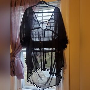 Elegant Black Sheer Swim Coverup